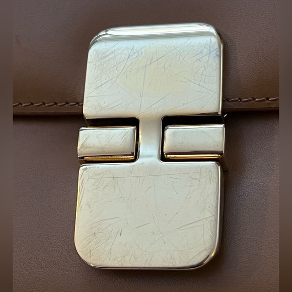 APC Grace Baguette Leather Handbag in Warm Honey Brown with Gold Clasp - Picture 11 of 13